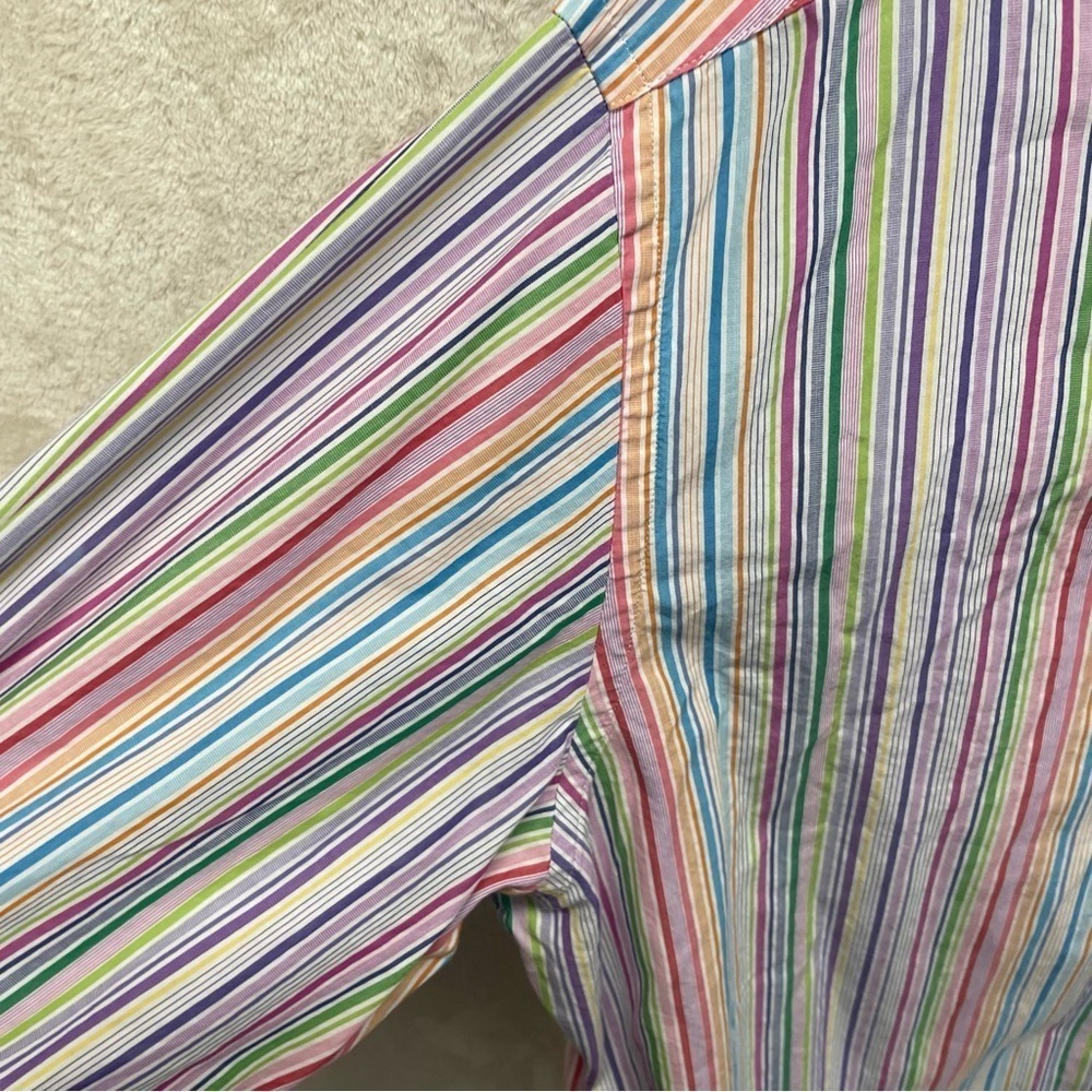 Tailorbyrd collection men’s casual button up shirt rainbow striped sz Large - Picture 4 of 9